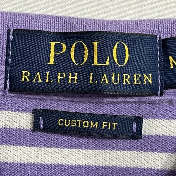 Polo Ralph Lauren Men's Polo Shirt Sz M Purple and White Striped Good Golf - Picture 8 of 11